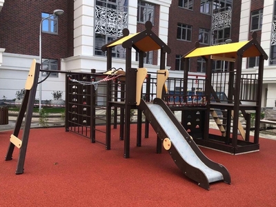 Детский игровой комплекс для улицы с бесшовным резиновым покрытием