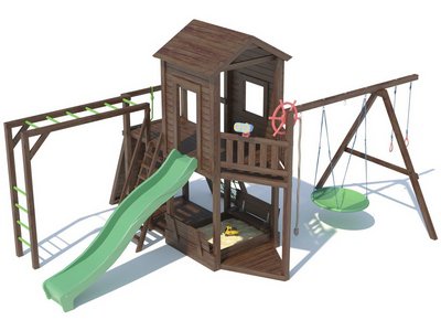 Детский комплекс с качелями-гнездом серия С2 модель 2