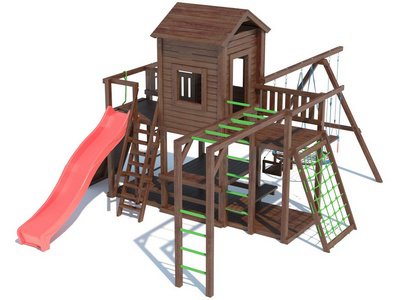 Детский комплекс с качелями-гнездом серия С2 модель 4