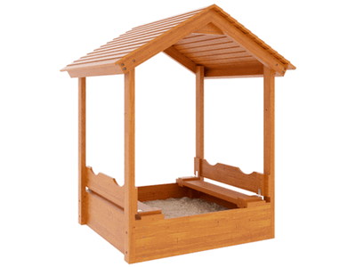 Песочница для детей на дачу с деревянной крышей