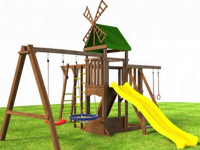 Детская площадка для дачи с качелями-гнездом Мулен люкс