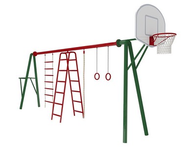Детская площадка для дачи из металла шведская стенка, турник, кольца, канат, щит баскетбольный